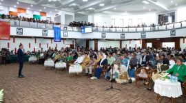 Menko AHY saat menjadi pembicara kunci dalam The 3rd International Conference on Disaster Mitigation and Management (ICDMM) di Universitas Andalas. (dok. rentak.id)