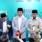 Menteri Agama Nasaruddin Umar (tengah) seusai memberikan sambutan dalam Annual Conference on Pesantren Education yang diselenggarakan oleh Majelis Masyayikh