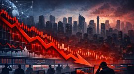 Ilustrasi Koreksi tajam Indeks Harga Saham Gabungan (dibikin oleh ai - rentak.id)