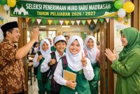 Ilustrasi Penerimaan Murid Baru Madrasah tahun pelajaran 2026-2027 (Ilustrasi dibikin ai -rentak.id)