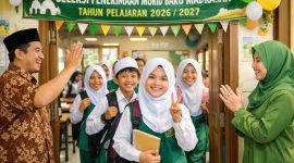 Ilustrasi Penerimaan Murid Baru Madrasah tahun pelajaran 2026-2027 (Ilustrasi dibikin ai -rentak.id)