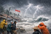 Ilustrasi cuaca ekstrem (ilustrasi dibiikin ai -rentak.id)