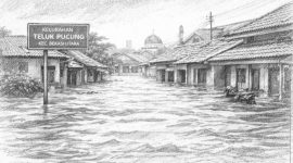 Ilustrasi Banjir Bekasi. (Rentak.id/AI)
