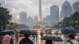 Susana Jakarta diguyur hujan (ilsutarsi dibikin ai - rentak.id)