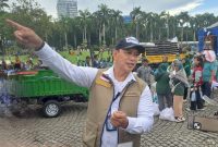 Direktur Utama Perum BULOG, Ahmad Rizal Ramdhani saat di Monas (foto. lazir)