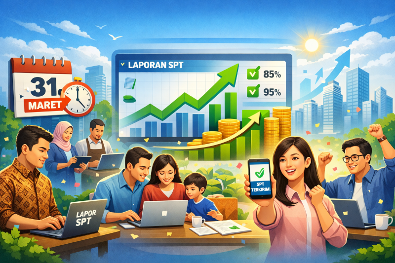 Ilustrasi Capaian Pelaporan SPT Tahunan PPh (ilustrasi dibikin ai -rentak.id)