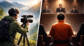 Ilustrasi seorang videografer yang dituduh penggelembungan anggaran (ilustrasi dibikin oleh ai -rentak.id)