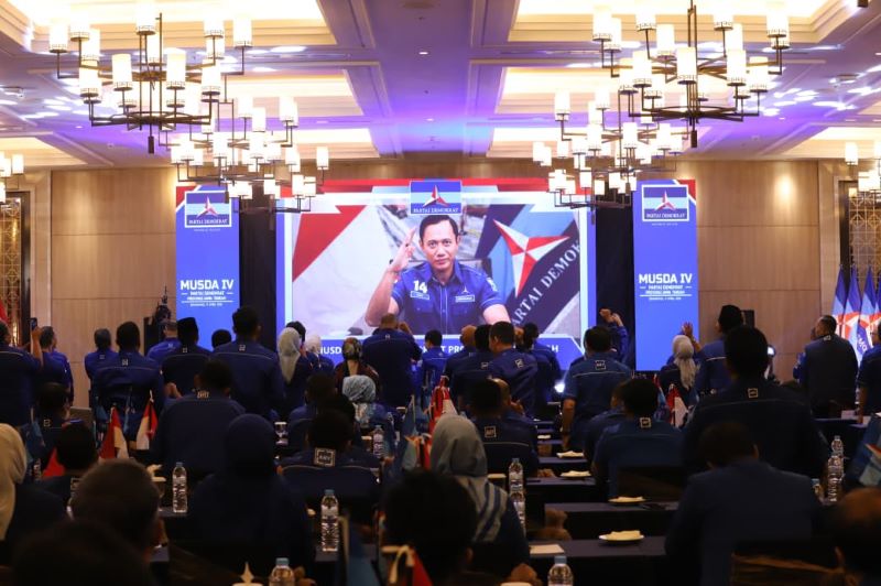 AHY saat memberikan arahan dalam Musda IV Partai Demokrat Provinsi Jawa Tengah yang digelar di Hotel Tentrem. (dok.ist)