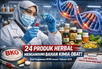 BPOM menemukan puluhan produk obat tradisional dan suplemen kesehatan yang mengandung Bahan Kimia Obat (BKO) berbahaya (ilustrasi dibikin oleh ai - rentak.id)