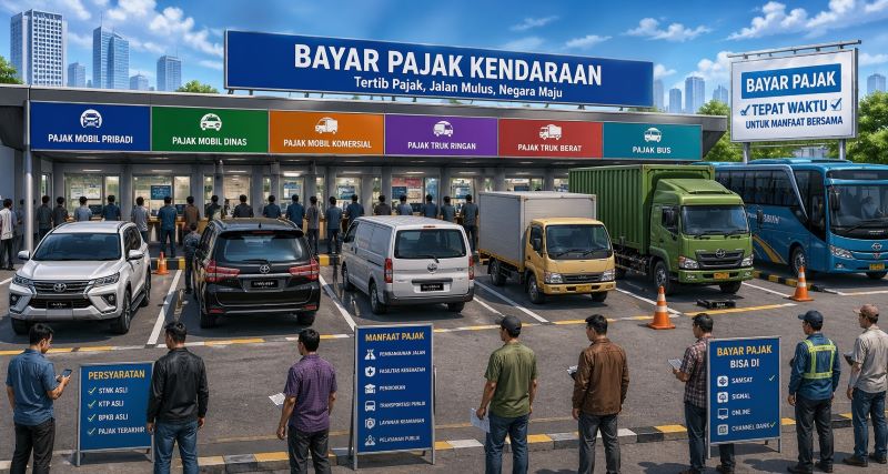 Ilustrasi bayar pajak kenderaan (dibikin oleh ai -rentak.id)