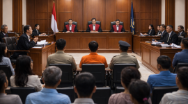 Ilustrasi persidangan (foto dikin oleh ai - rentak.id)