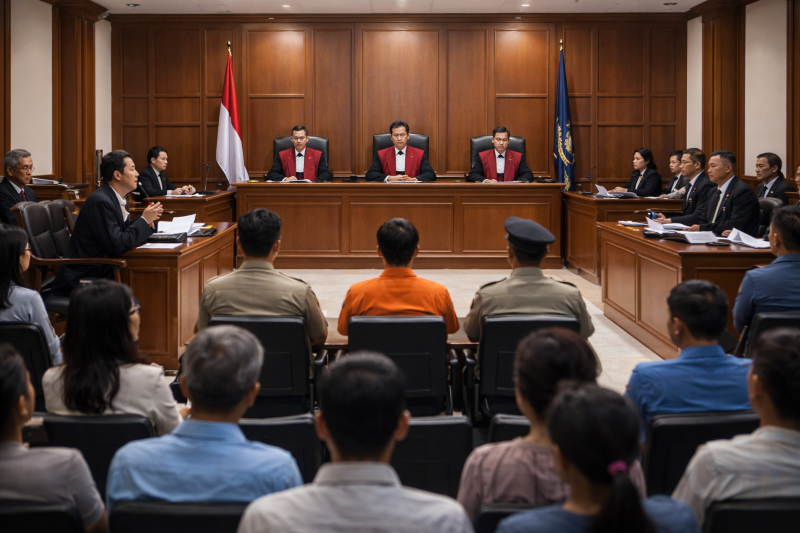 Ilustrasi persidangan (foto dikin oleh ai - rentak.id)