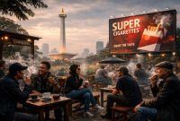 Ilustrasi susana perokok menikmati rokok di taman (ilustrasi dibikin oleh ai - rentak.id)