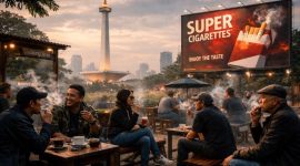 Ilustrasi susana perokok menikmati rokok di taman (ilustrasi dibikin oleh ai - rentak.id)