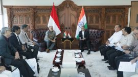 Mendiktisaintek Brian Yuliarto menerima audiensi Duta Besar India untuk Indonesia, Sandeep Chakravorty (dok, kemendiksaintek)