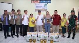 Wakil Direktur Utama BULOG Marga Taufiq saat meninjau penyaluran bantuan di Kelurahan Pekan Labuhan, Kota Medan (dok bulog)