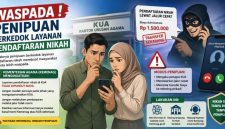 Ilustrasi penipuan pendaftaran nikah online (ilustreasi dibikin ai - rentak.id)