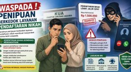 Ilustrasi penipuan pendaftaran nikah online (ilustreasi dibikin ai - rentak.id)