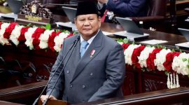 Presiden Prabowo Subianto saat berpidato di gedung DPR (Foto. Sekneg)