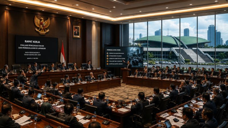 Ilustrasi suasana sidang di DPR (dibikin oleh ai -rentak.id)