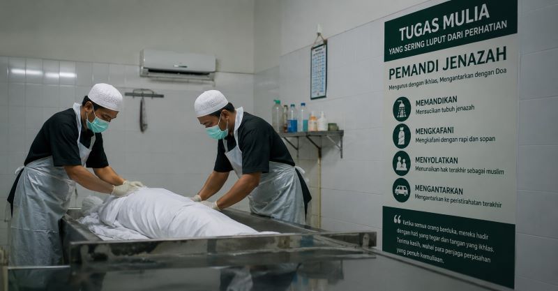Petugas pemandikan mayat (ilustrasi dibikin oleh ai -rentak.id)