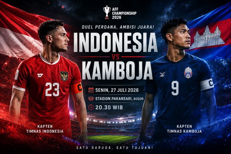 Timnas Indonesia  vs Kamboja (ilustrasi dibikin oleh ai - rentak.id)