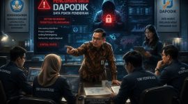 Ilustrasi pencuria data Dapodik (dibikin oleh ai -rentak.id)