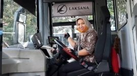 Ilustrasi pengemudi wanita Transjakarta (foto. mti)