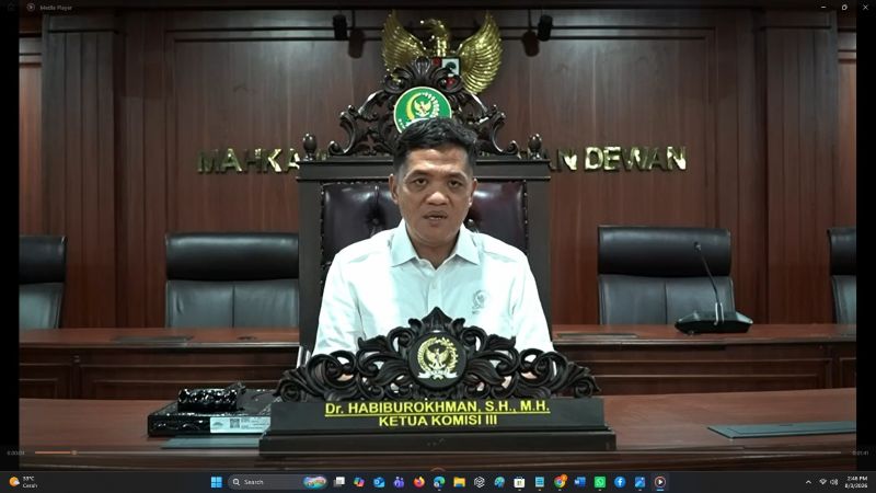 Ketua Komisi III DPR RI, Habiburokhman (tangakapan layar video)