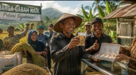 harga gabah naik petani beli emas untuknabung (ilustrasi dibikin ai - rentak.id)