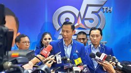 AHY saat beberkan pidatonyausai perayaan HUT Partai Demokrat (foto. lazir)