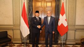 AHY saat bertemu Presiden Konfederasi Swiss Guy Parmelin di Federal Palace (foto. ist)