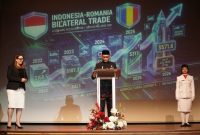 Dubes RI untuk Rumania merangkap Moldova, Meidyatama Suryodiningrat, memberikan sambutan pada Resepsi Diplomatik HUT ke-81 RI di Bucharest (foto. KBRI Rumania)