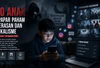 Ilustrasi anak terpapar kekerasan (dibikin oleh ai -rentak.id)