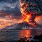Ilustrasi erupsi anak gunung Karakatau (dibikin oleh ai - rentak.id)