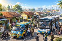 Ilustrasi kawasan perumahan memiliki jaringfan trasnportasi yang memadai (dibikin ai - rentak.id)