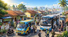 Ilustrasi kawasan perumahan memiliki jaringfan trasnportasi yang memadai (dibikin ai - rentak.id)