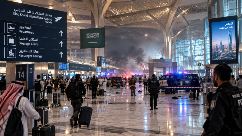 Ilustrasi Bandara Internasional King Khalid di Riyadh (ilustrasi dibikin ai)