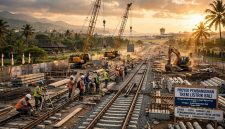 Ilustrasi pembangunan trem listrik yang menghubungkan Bandara Internasional I Gusti Ngurah Rai hingga Canggu (ilustrasi dibikin ai)
