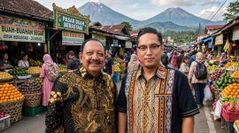 Owner Widy Holidays, H. Amsyal bersama Wali Kota Medan Rico Tri Putra Bayu Waas. (ilustrasi di bikin ai dengan latar belakang berastagi-rentak.id)