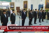 Pelantikan Pejabat Pejabat Negara di Istana Negara (foto. tangkapanlayar kompastv)