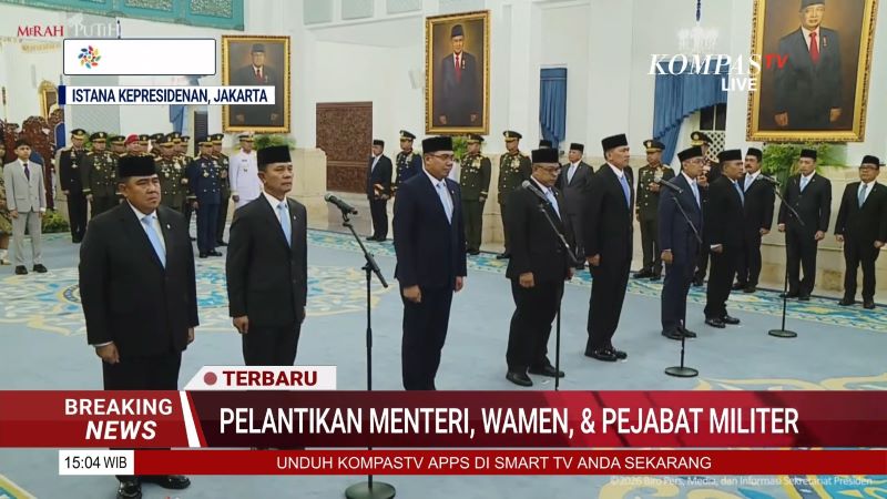 Pelantikan Pejabat Pejabat Negara di Istana Negara (foto. tangkapanlayar kompastv)