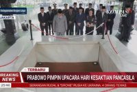 Presiden Prabowo Subianto memimpin langsung upacara peringatan Hari Kesaktian Pancasila 2026 (foto.tangkapan layar kompas tv)