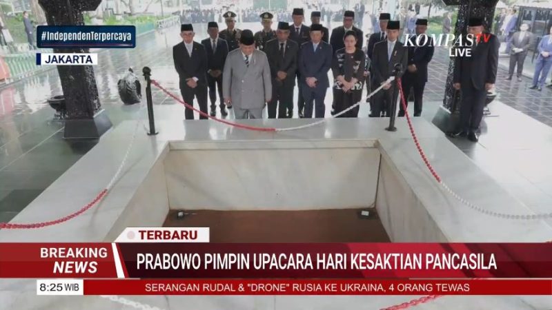 Presiden Prabowo Subianto memimpin langsung upacara peringatan Hari Kesaktian Pancasila 2026 (foto.tangkapan layar kompas tv)
